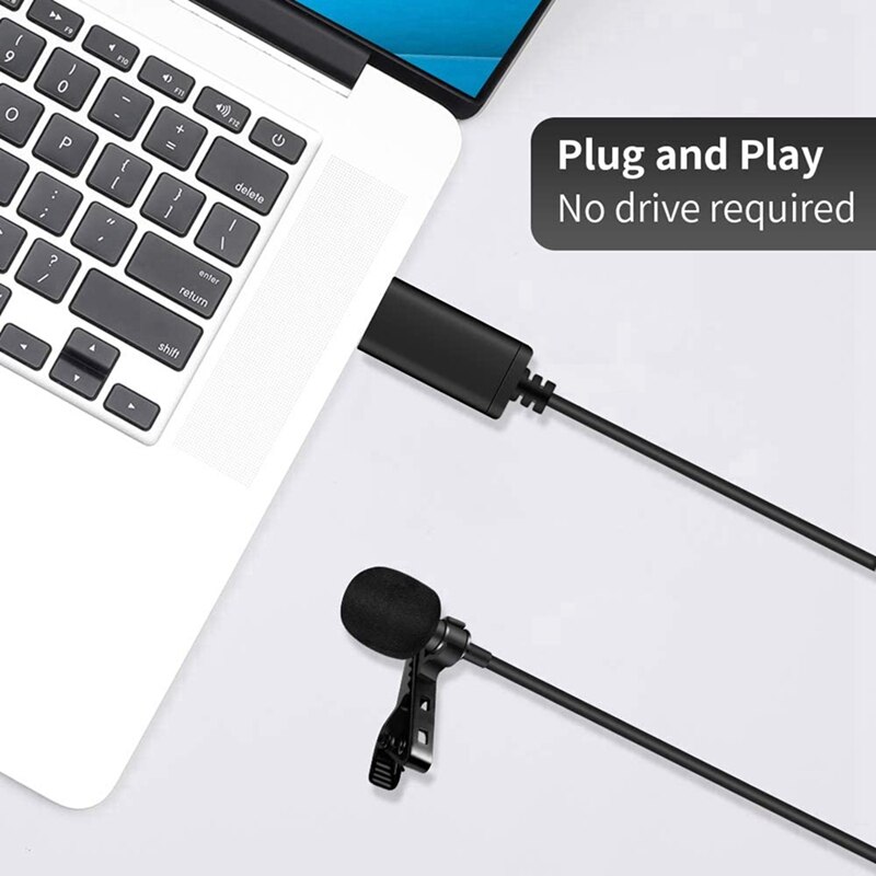 Universal USB Microphone Lavalier Microphone Clip-on Computer Mic Plug and Play Omnidirectional Mic