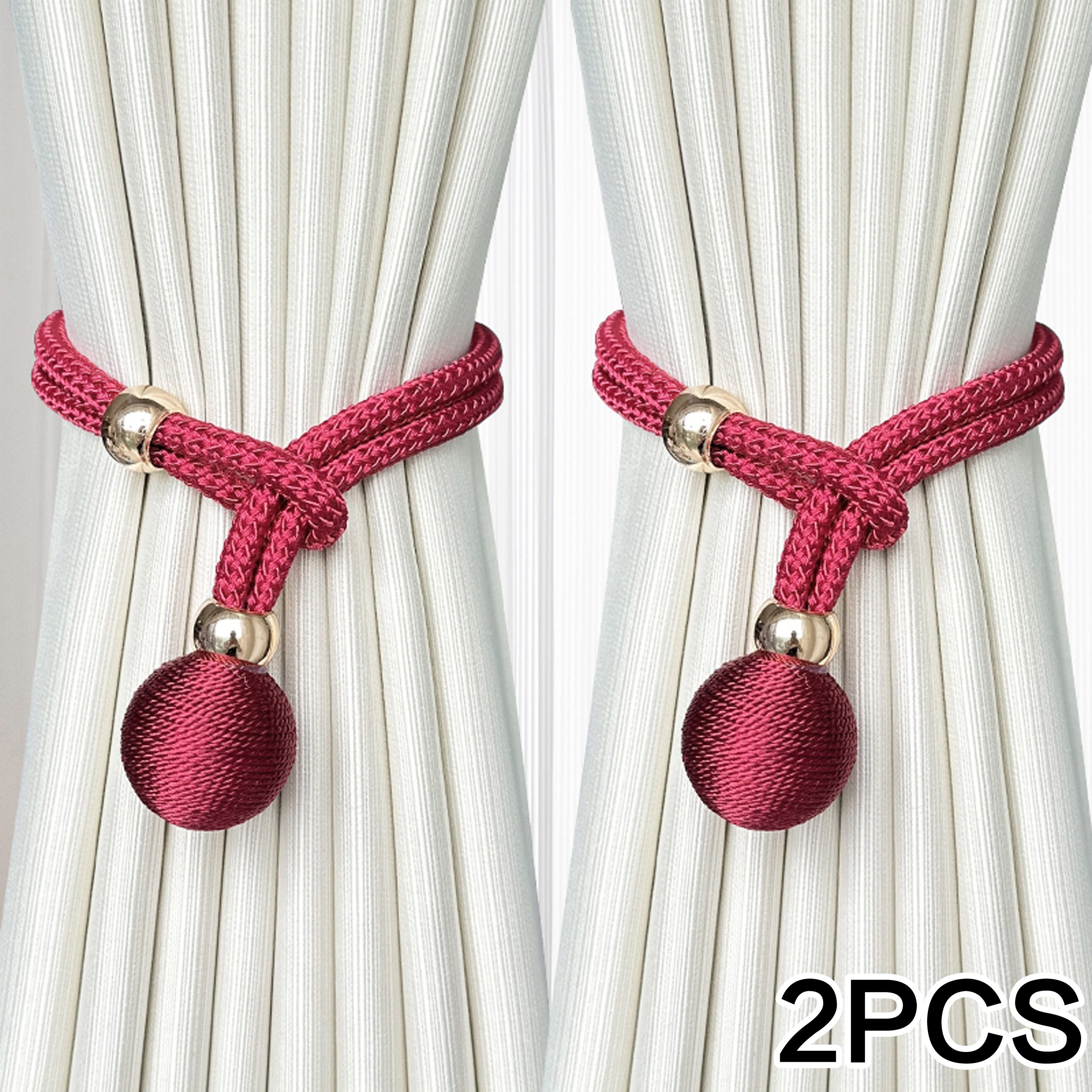 2 stk. justerbare gardinbånd av høy kvalitet, franske baller, praktiske draperte bånd, dekorative gardinfester, gardinbånd