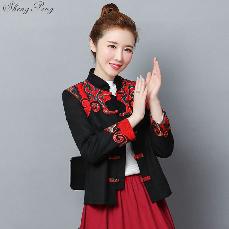 Traditional chinese clothing for women cheongsam top mandarin collar womens tops and blouses oriental China clothing V1738