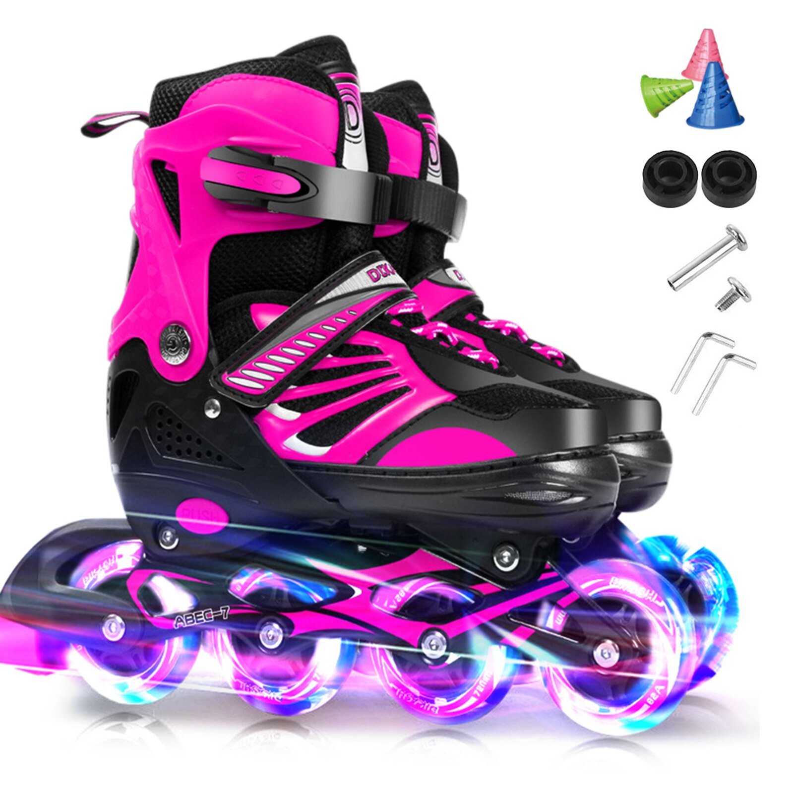 Patines en línea con iluminación ajustable para niños y jóvenes, patines en línea con ruedas iluminadas, para patinaje