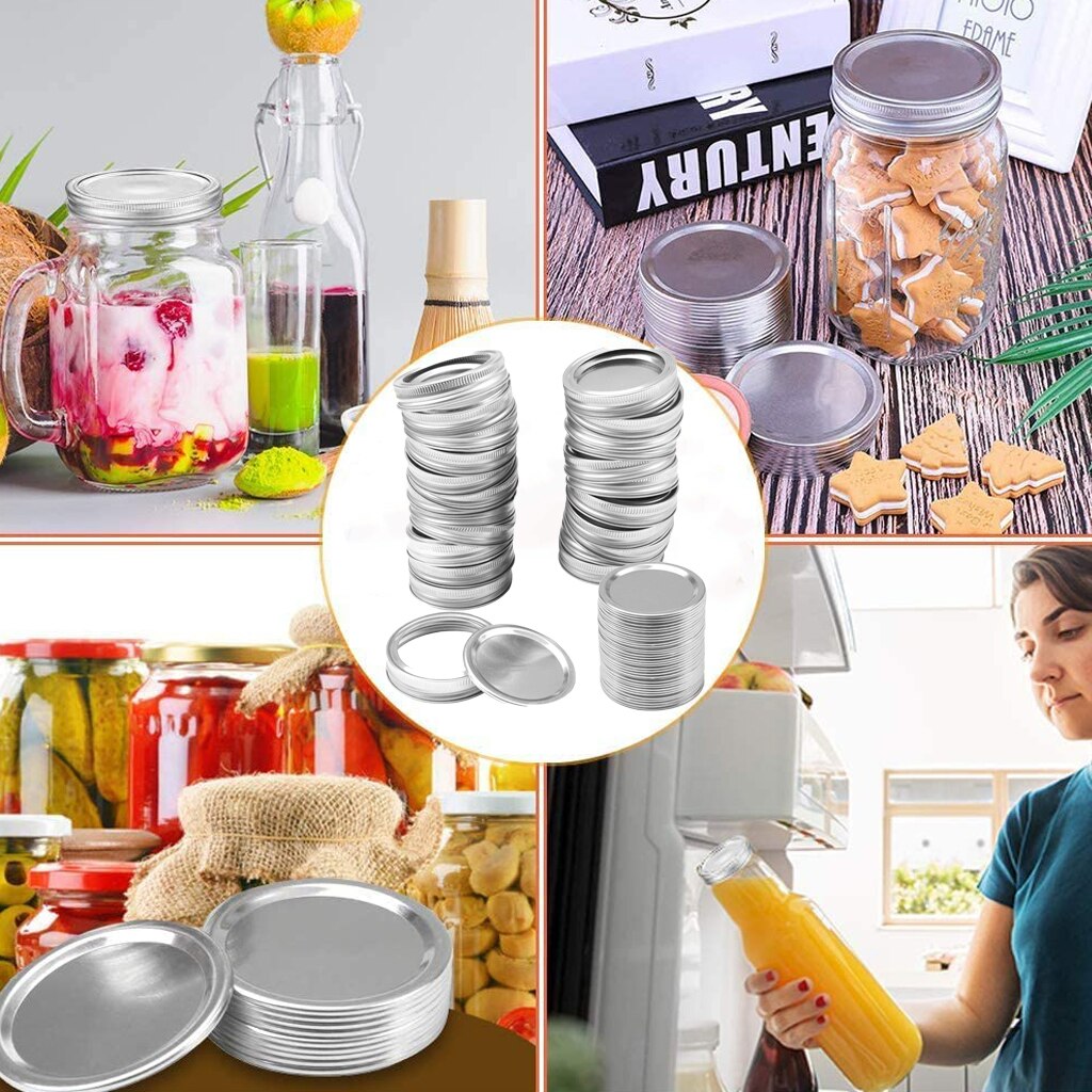 24PCS Canning Lids Leak free Regular Mouth Mason Canning Lids + Rings, Tinplate Lids for Mason Jar Regular Mouth