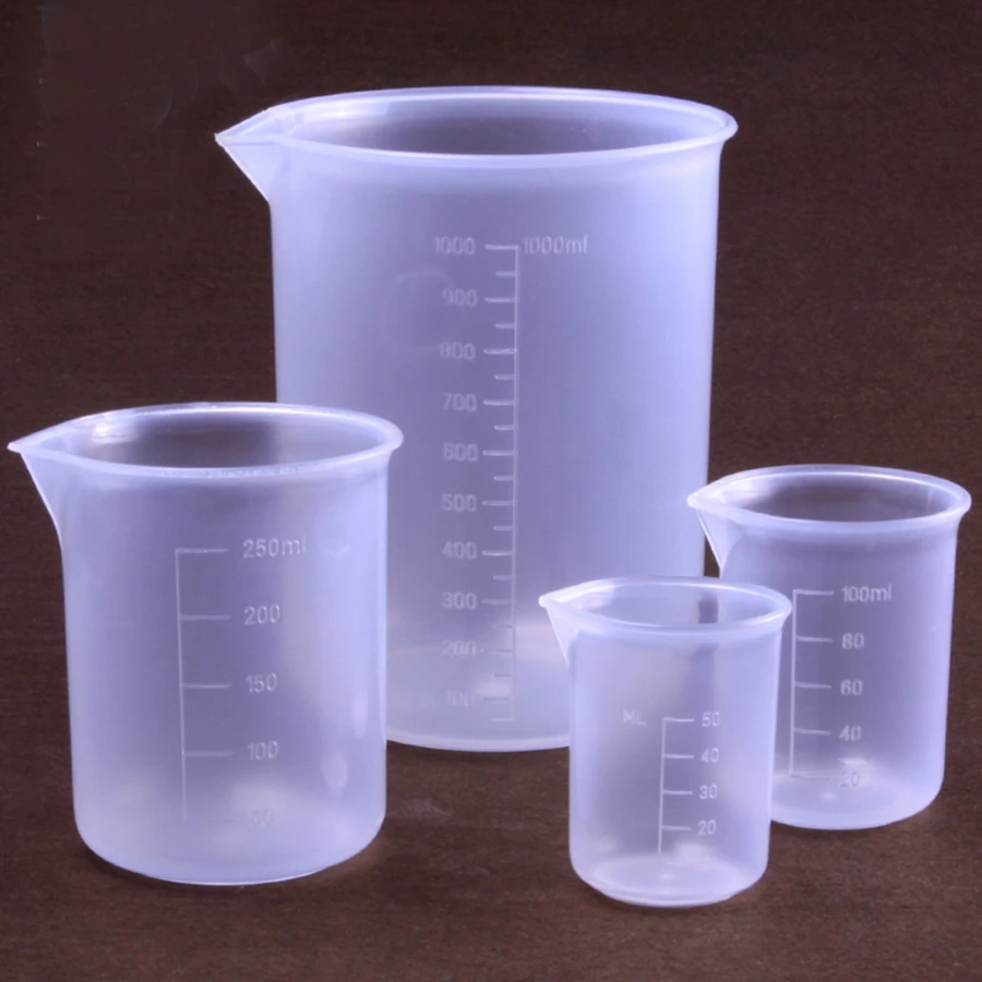 Vaso de medición de plástico de polipropileno PP, 25ml, cocina de laboratorio con boquilla, 10 Uds.