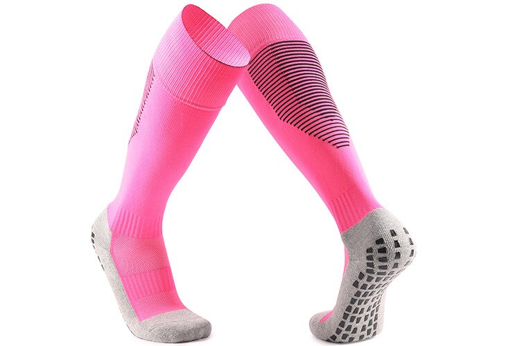 Men Women Spring Summer Breathable Football Socks Over Knee Non-slip Training Soccer Socks Outdoor Sports Socks SKJ033: Pink