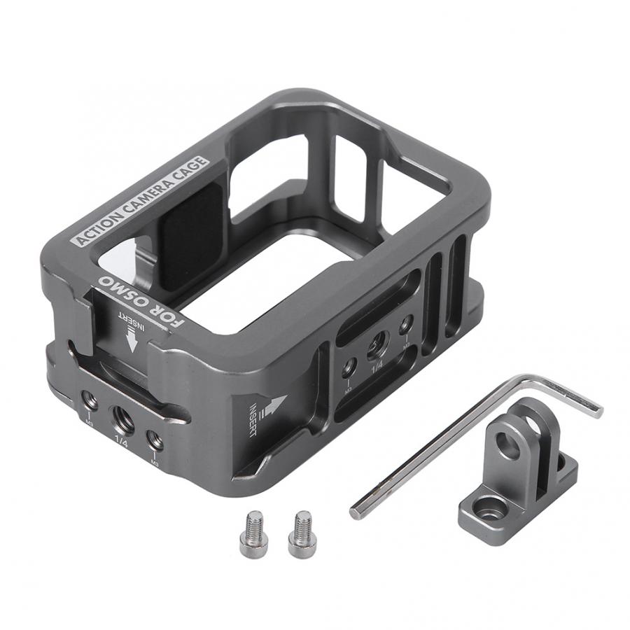 Metalen Kooi Case Voor Dji Osmo Actie Camera Vlog Case Extension Frame Met Dual Cold Shoe Slot Voor Microfoon Led video Licht