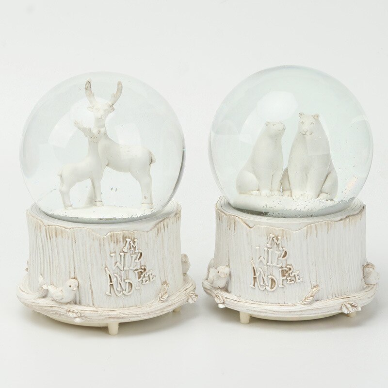 Musical Box Automatic Snowflake with Lights Romantic Snow Globes Retro Box Deer Bear Snow Ball for Girlfriend Home Decor