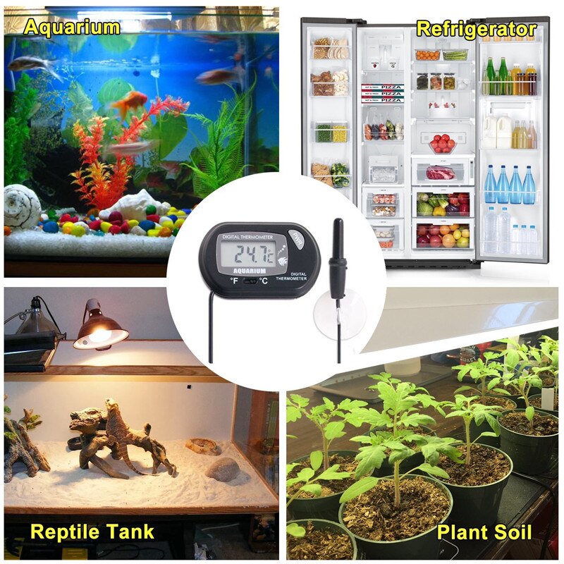 LCD Digital Probe Sensor Aquarium Thermometer Water Temperature Tester Thermometer For Aquatic Fish Tank Refrigerator Soil