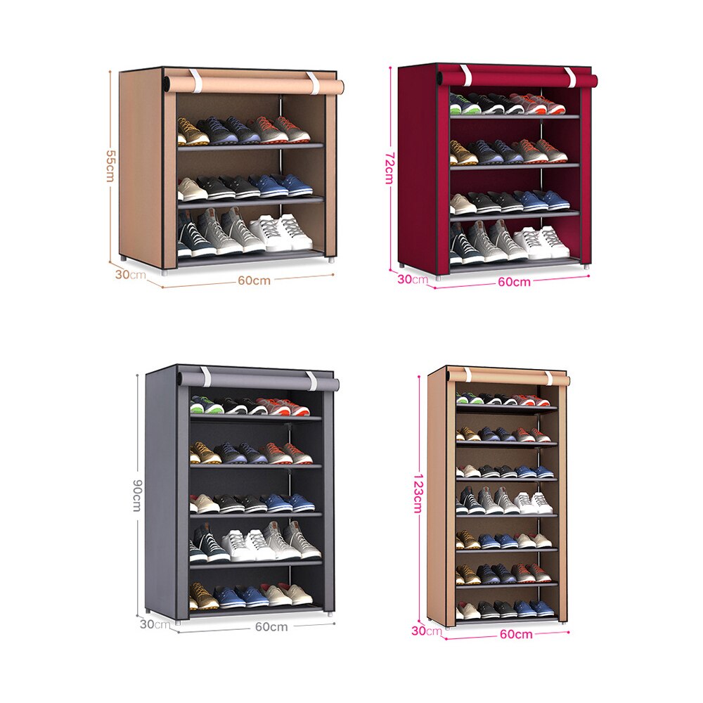 4/5/6/8/10 Lagen Schoenen Rek Met Stofdicht Doek Niet-geweven Stof Schoen stands Organizer Closet Thuis Schoenen Opslag Houder Plank