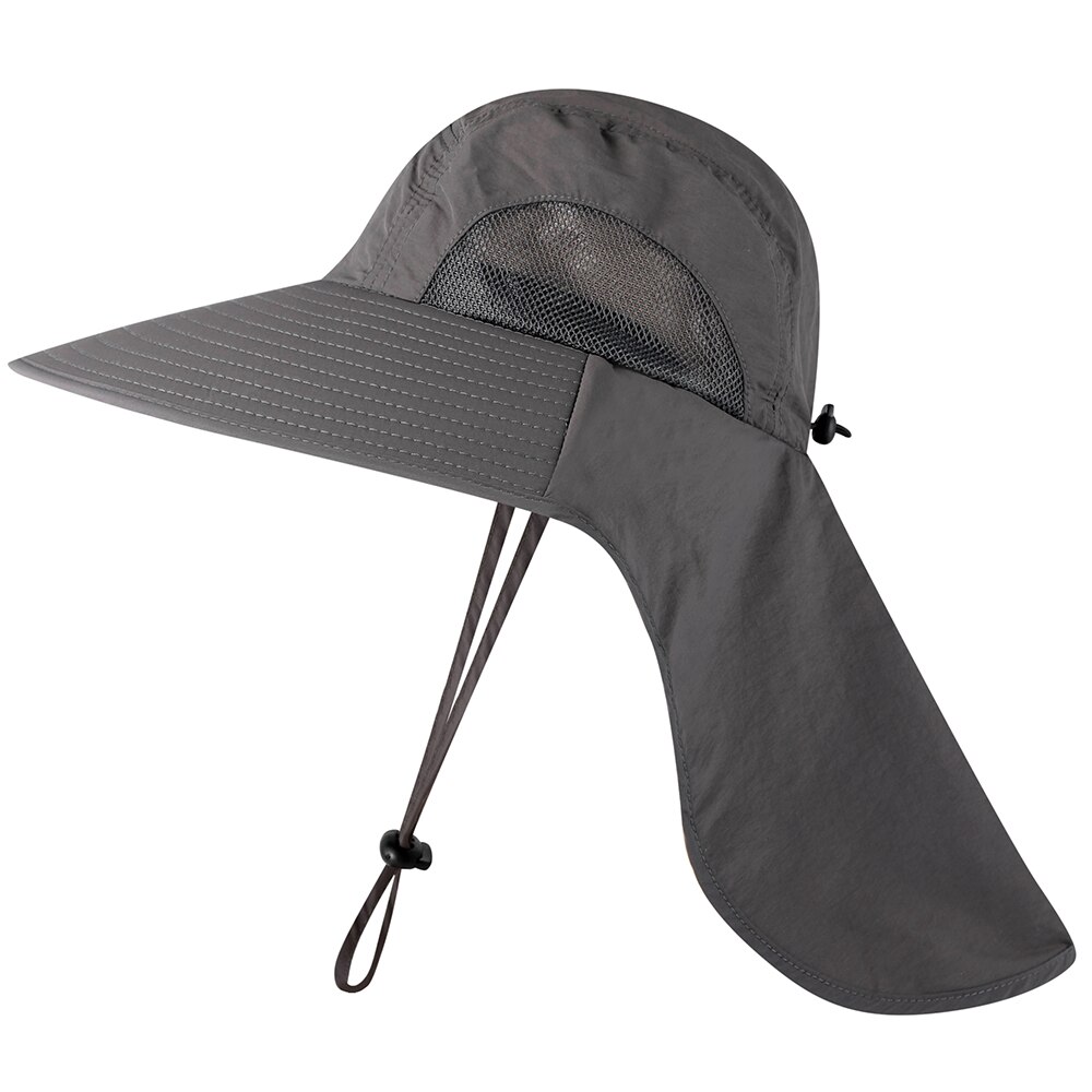 Wide Brim Unisex Sun Hat Fishing Cap with Neck Flap for Travel Camping Hiking Boating fishing cap Carp Fishing Pesca: Dark gray