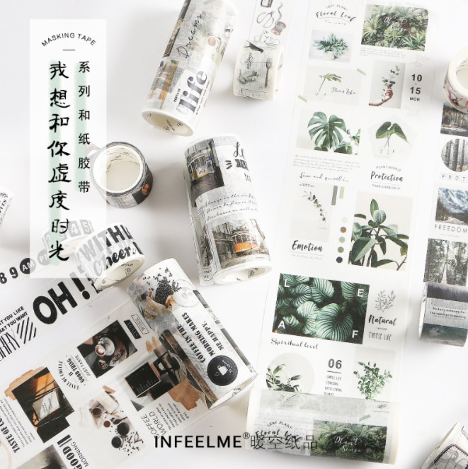 Digital kalender postkort rejser washi tape selvklæbende malertape gør-det-selv scrapbog sticker etiket japansk