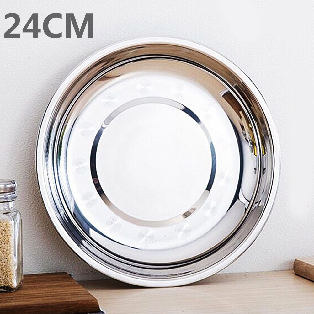 Camping 16-28cm Dia Stainless Steel Tableware Dinner Plate Food Container Salad Dessert Fruit Services Dish Tray #1212