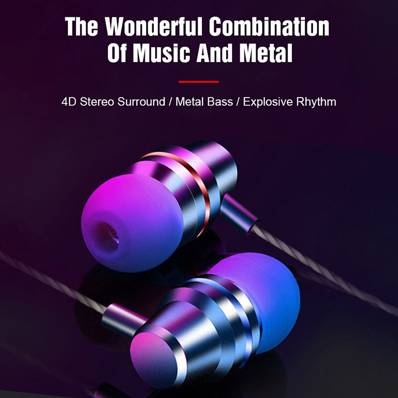 Écouteurs intra-auriculaires filaires 3.5mm écouteurs de sport musicaux pour samsung iphone xiaomi huawei honor 3.5 mm casque en métal avec microphone