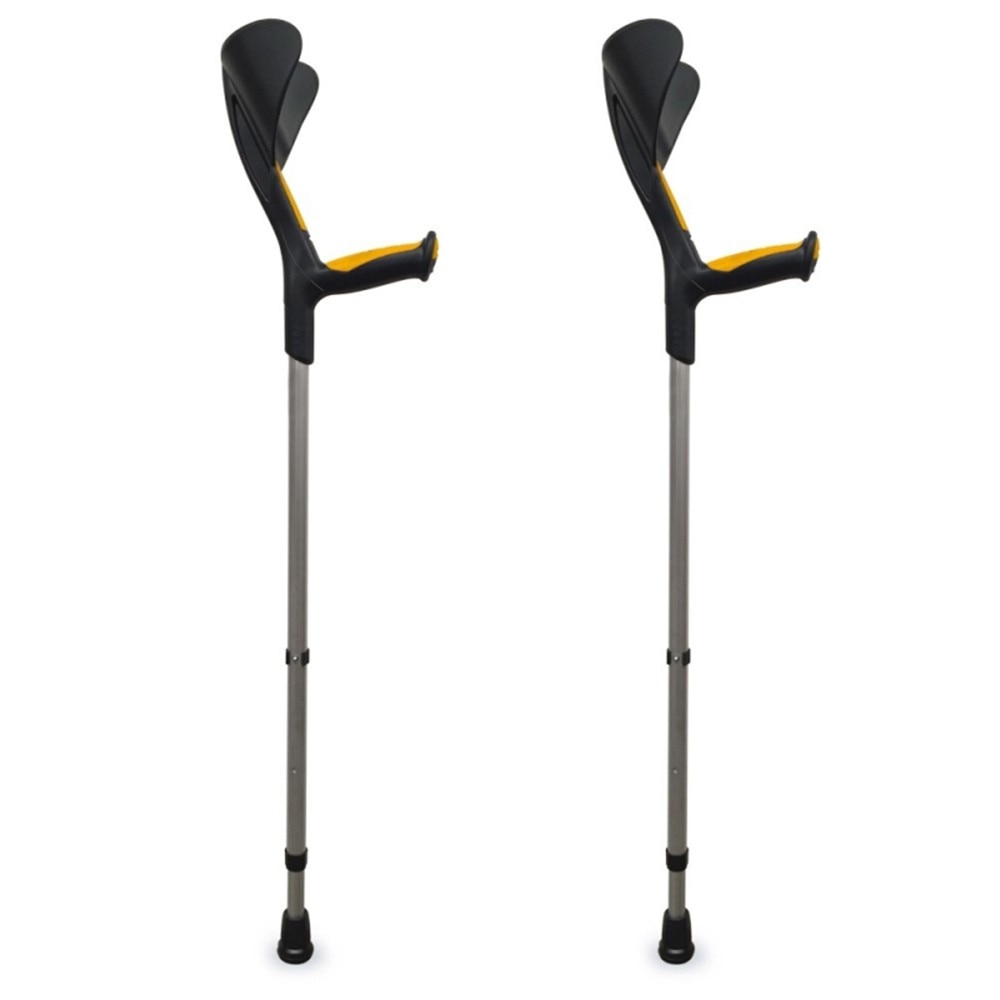 Advance Krukken 2 pcs met anatomische rubber manchet | Orthopedische Canadese Cane | Oranje | Aluminium