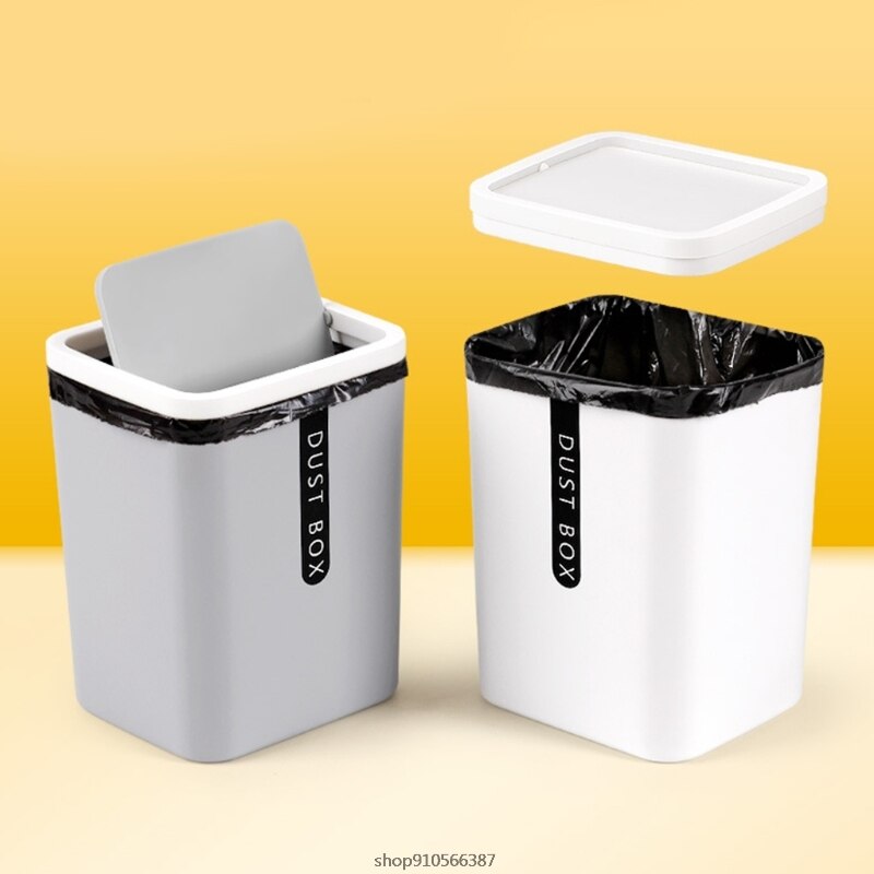 Mini Desktop Trash Can Tabletop Plastic Waste Bin with Lid Countertop Garbage Basket Trashbox Home Office Desk