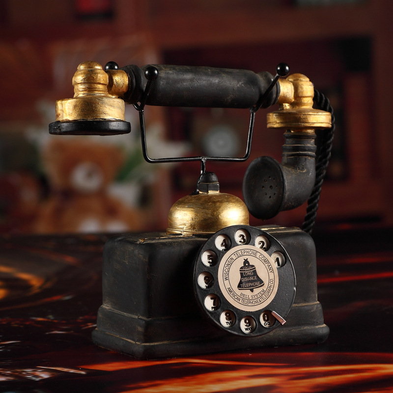 Teléfonos decorativos creativos para el hogar, estatua Vintage, teléfonos antiguos desgastados, artesanías, decoración de ventanas y bares