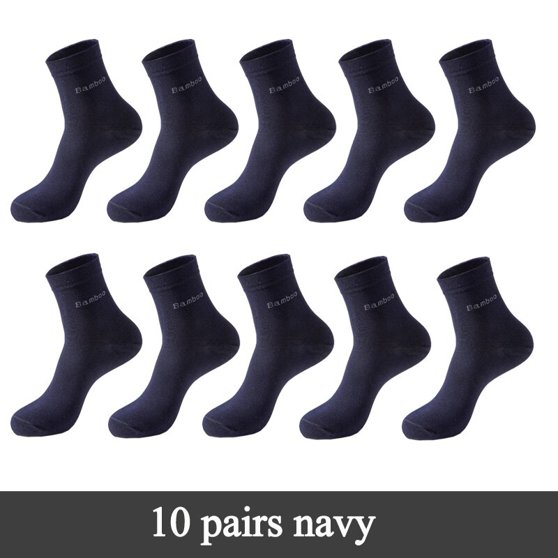 Chaussettes en bambou à bout sans couture pour hommes, décontractées, souples, pour le travail, l'athlétisme et la randonnée: 10 pairs navy