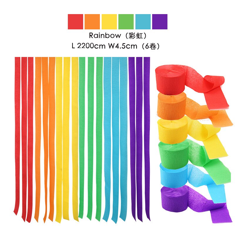 6 Rolls Crepe Paper Streamer Rolls Hanging Party Decor Eid Mubarak Ramadan Decor Weddiing Birtthday Party Backdrop Streamer: NO.1 6Rolls