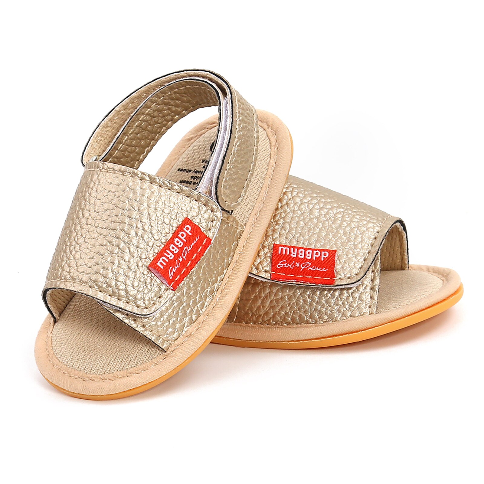 Sandales pour bébé solides/léopard, chaussures plates d'été légères antidérapantes avec fermeture à pression et boucle de talon
