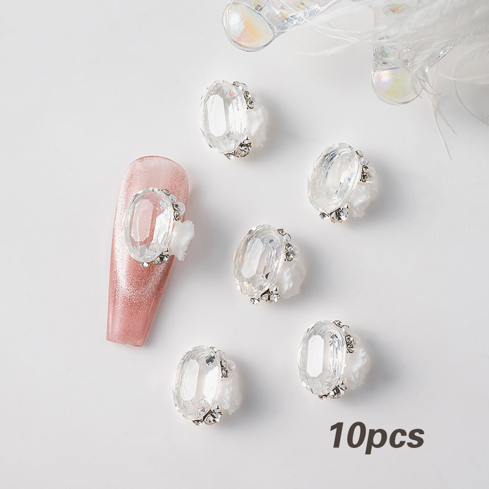 Ijs Transparant Roze Blauwe Nagel Steentjes Stapel Edelstenen 10 Stuks Sprankelende Diamant Kristal Nagel Bedels Ovale Rechthoekige Steentjes: Black