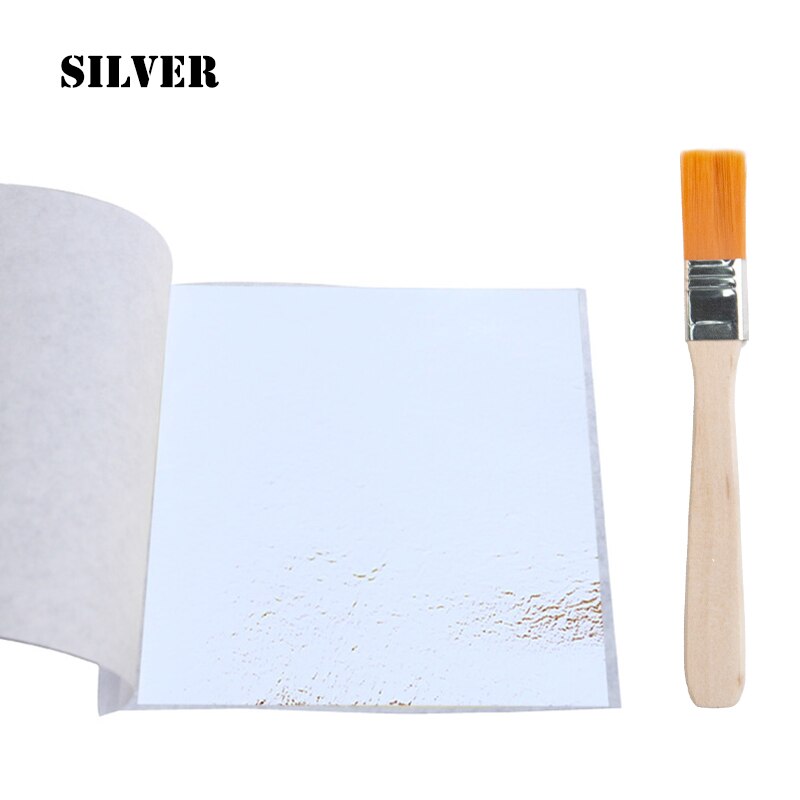 Aomily 8x8.5cm 10 Sheets Practical K Pure Shiny Gold Leaf for Gilding Funiture Lines Wall Crafts Handicrafts Gilding Decoration: Silver
