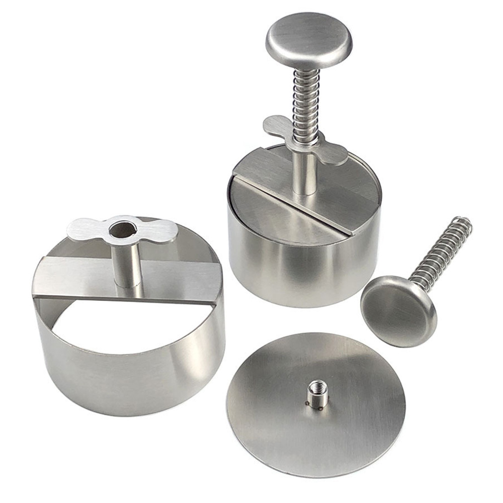 Stainless Steel Hamburger Patty Maker Manual Burger Press Mold Non-Stick Meat Pie Maker Adjustable Rice Pork Beef Ball Mold