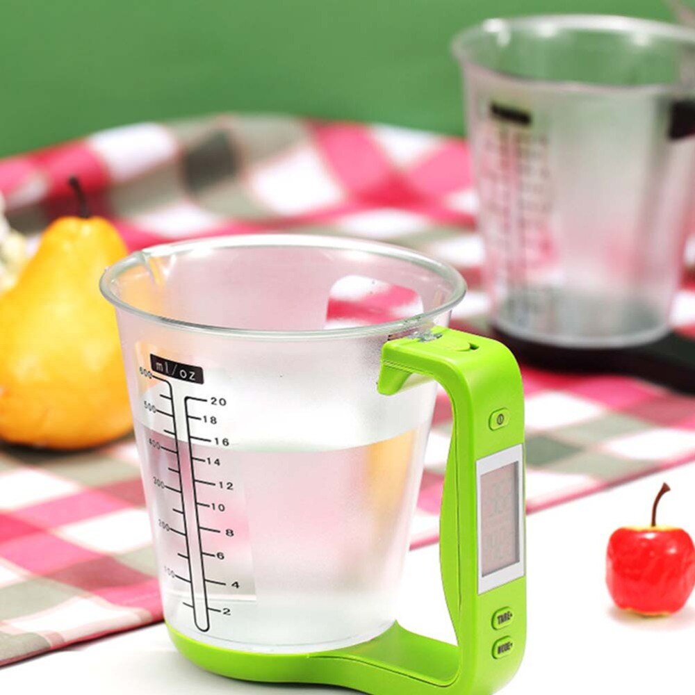 Multifunction Digital Measuring Cup Electronic LCD Display Kitchen Measuring Cup 1000g/1g Powder Cup (Light Green)
