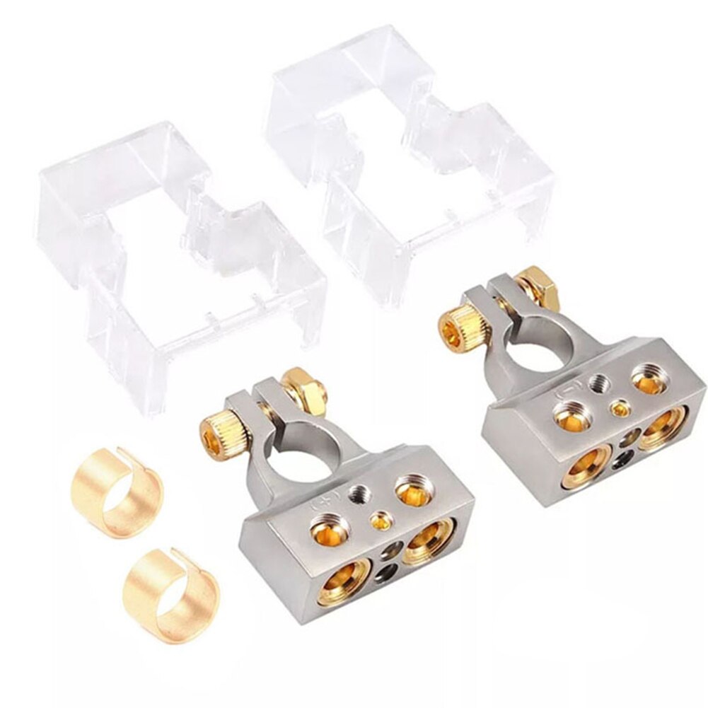 Battery Connection Terminal Car Accessories Clamp 0 8 10GA With Shims Battery Terminal Set Positive Negative Connector