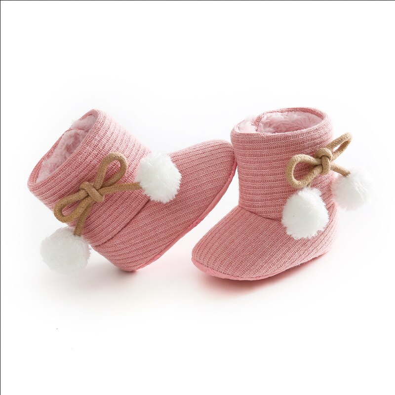 Baby Winter Warme Laarzen Schoenen Meisje Jongens Solid Mode Peuter Eerste Wandelaars Kid Laarzen Schoenen Fuzzy Ballen Kid schoenen 0-18M