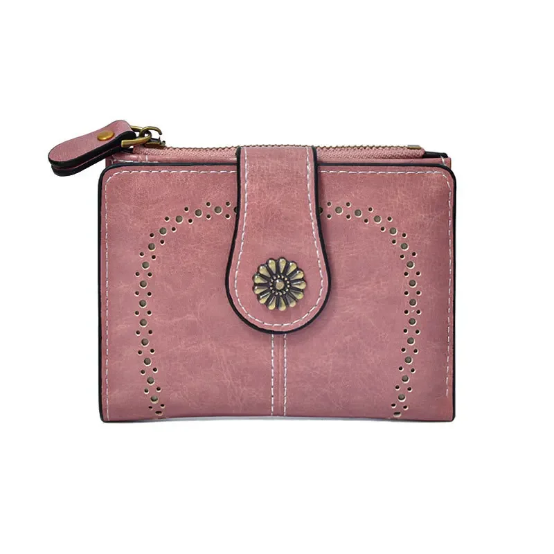 RFID Anti-Theft Retro Wallet for Women, Multi-Card Zipper, Zipper Buckle, Coin Wallet, Multi-functional Short Wallet: Goud