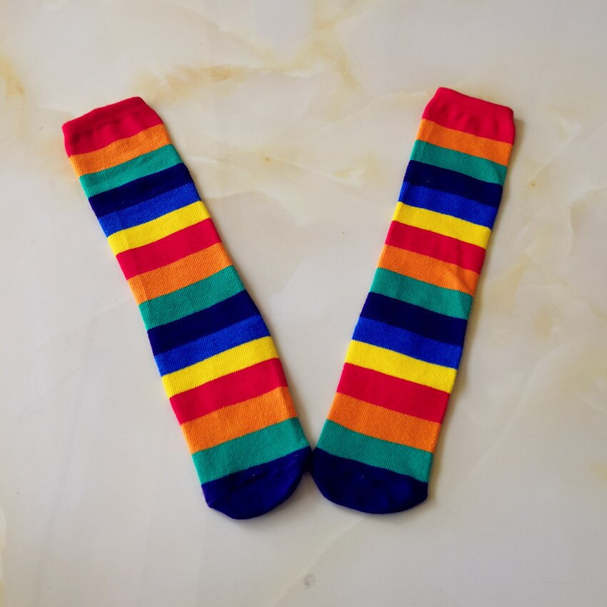 Kinder Jungen Mädchen Regenbogen Streifen Street Hip Hop Socken Kinder Bühne Zeigen Kalb Länge Socken Empfehlen 2-10 Jahr