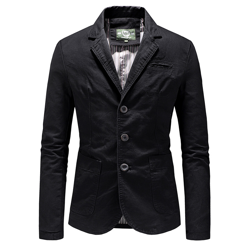 Casual Jack Mannen 100% Katoen Business Jas Mannelijke Kleding Stijlvolle Herfst Winter Pak Blazer Jasje Man: Black / L
