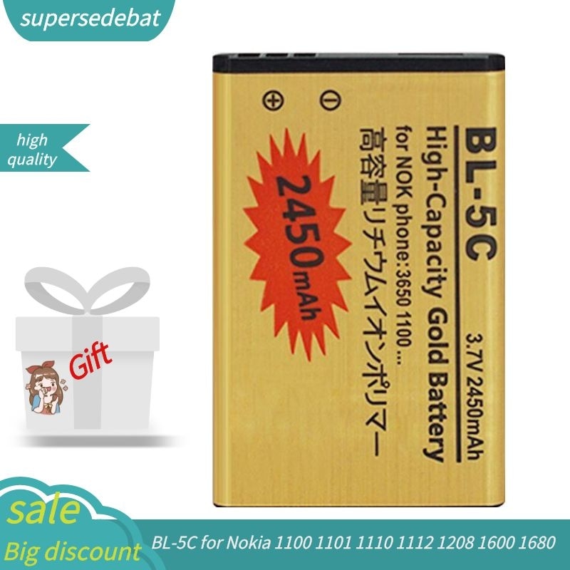 Supersedebat for Nokia 7610 Battery Bl-5c Accumulator for Nokia 1100 1101 1110 1112 1208 1600 1680 2112 2118 2255 Bateria Bl 5c