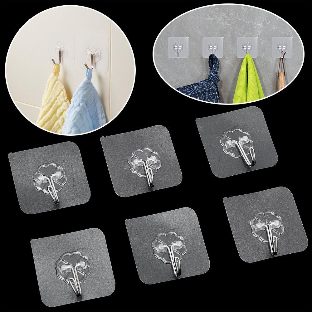 Ganchos transparentes para puerta y pared, colgadores autoadhesivos fuertes, soporte de cocina para el hogar, ventosa de carga pesada, multiusos, 6 piezas