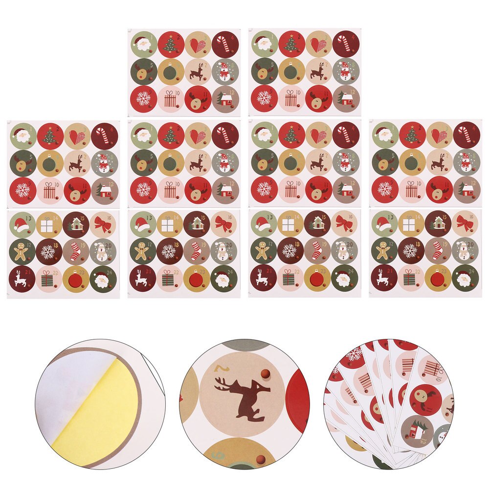 10 Vellen Stickers Feestelijke Verwijderbare Handige Verpakking Zak Stickers Zak Seal Decals Seal Stickers Voor Kerst