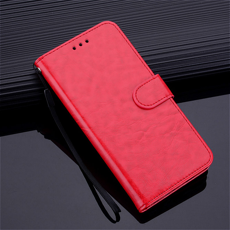 Case For Samsung Galaxy A10 Cases Luxury Business Magnetic Flip Plain Wallet Stand Leather Case For Samsung A10S A 10 Flip Cover: For Samsung A10 / Red