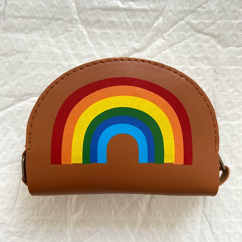 Cartoon Regenboog Kinderen Mini Crossbody Bag Pu Leer Baby Kids Smile Bloem Portemonnee Leuke Jongens Meisjes Accessoires Tas: rainbow