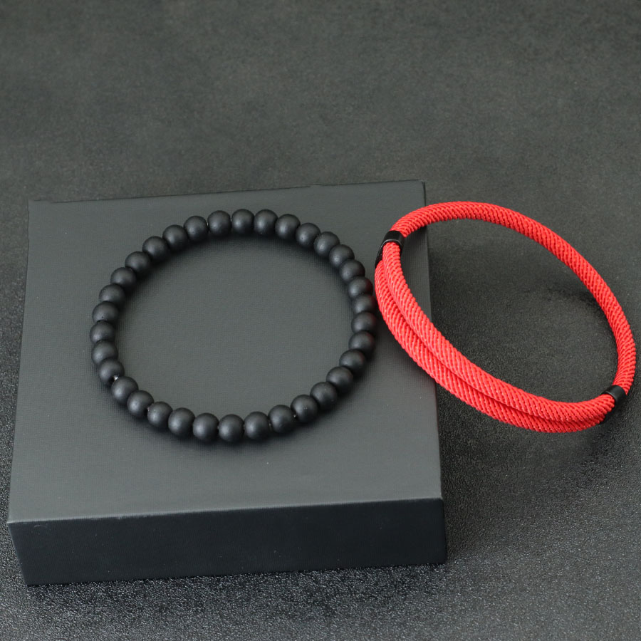 Conjunto de pulsera para Hombre a la , 2 uds., Braslet de hilo rojo de la suerte ajustable deslizante, Accesorios para Hombre, para él, brazalete Herren Joias: Marrón rojizo