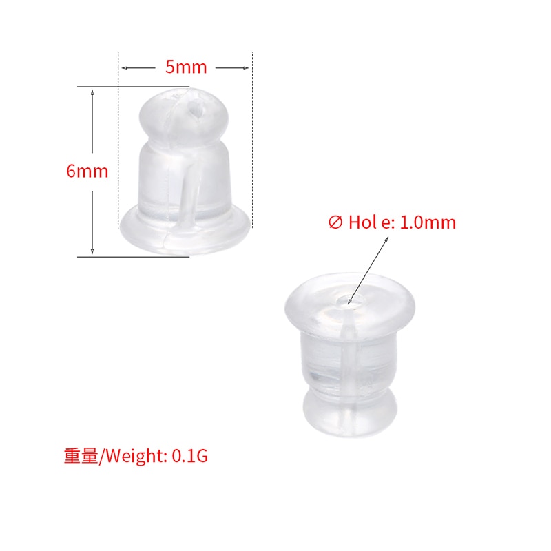 Zhukou 200 Stks/partij Clear Zachte Siliconen Rubber Earring Backs Veiligheid Rubber Stopper Sieraden Accessoires Diy Oor Inpluggen Model: VE86