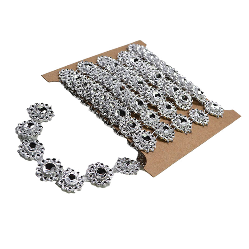 2 yards 15mm vintage sølv diamant kæde gnistre rhinestone krystal bånd trim til bryllup centerpiece dekorationer diy håndværk 8