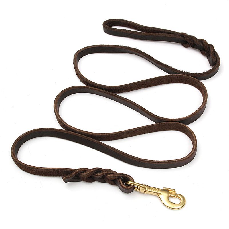 2M Lange Lederen Gevlochten Pet Hond Lopen Tractie Kraag Strap Training Leash Lead