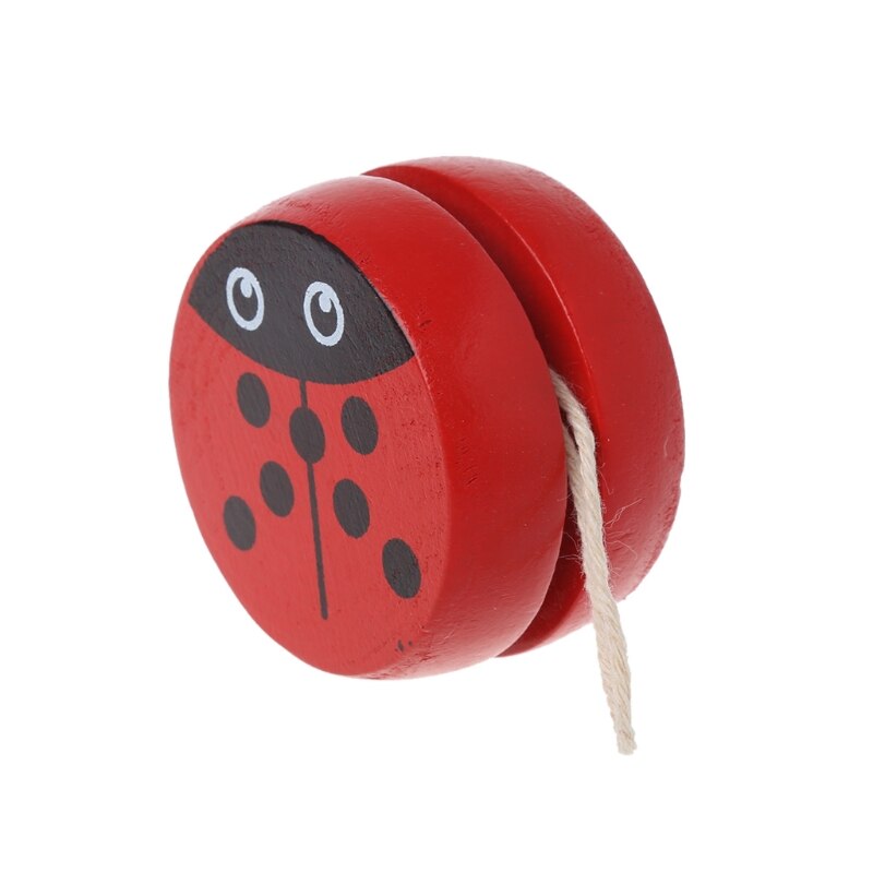 Juguetes estampados animales bonitos yoyó de madera, juguetes educativos fáciles, juguete clásico BX0D: Rojo
