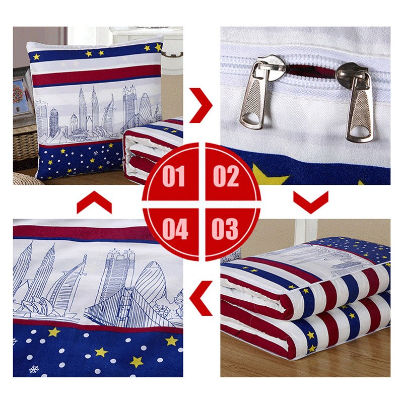 2 in 1 slaapdeken zachte comfortabele opvouwbare deken kussen quilt met rugkussen huisdecoratie bj