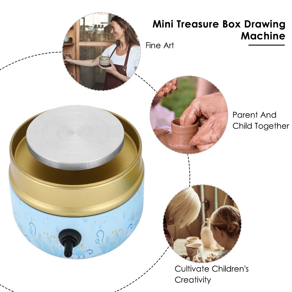 Mini Electric Pottery Machine Electric Pottery Wheel Ceramic Machine Pottery DIY Machine Stepless Speed Regulation Clay Tools
