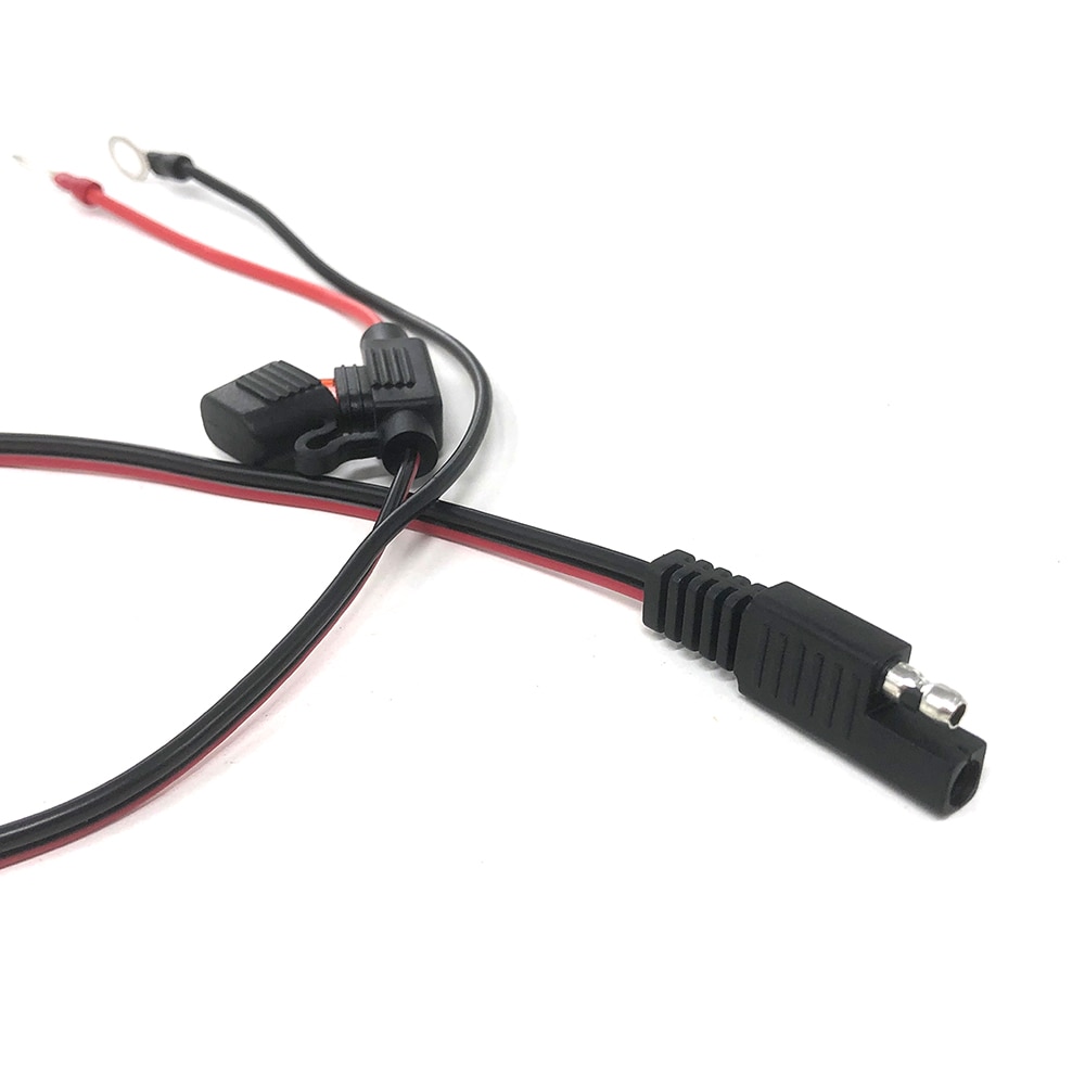 SAE to O Ring Terminal Harness 10A Fuse Quick Disconnect Plug SAE Battery Extension Cable 18AWG for Motorcycles Snowmobiles 60CM