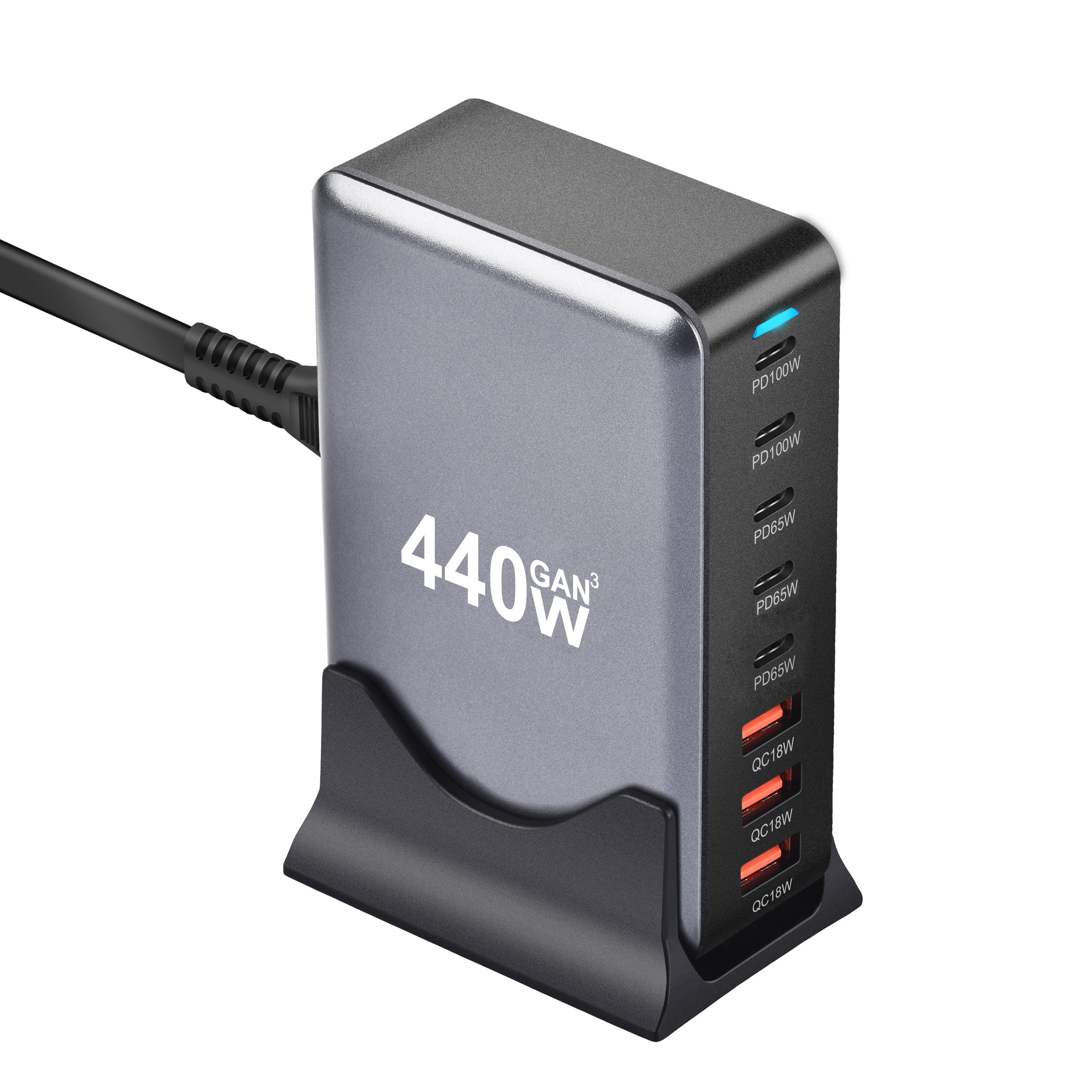 440W Gan Fast Charge 3.0 USB Type C snellader Mobiele 8-poorts 5C3A PD-oplader Handig om mee te nemen tabletoplader: Kr