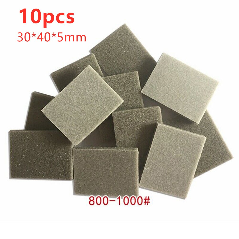 40 stk svamp sandpapir våt tørr polering sliping glassfiber plast støping vanntett slipeverktøy slipepapir svamp: 10 stk 800-1000