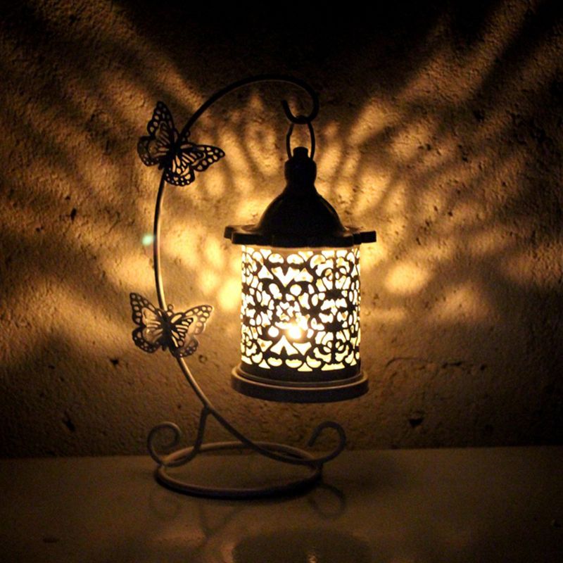 Rotting sommerfugl hængende natlys hule lysestage smedejern elektrisk boligindretning lampe hotel restaurant