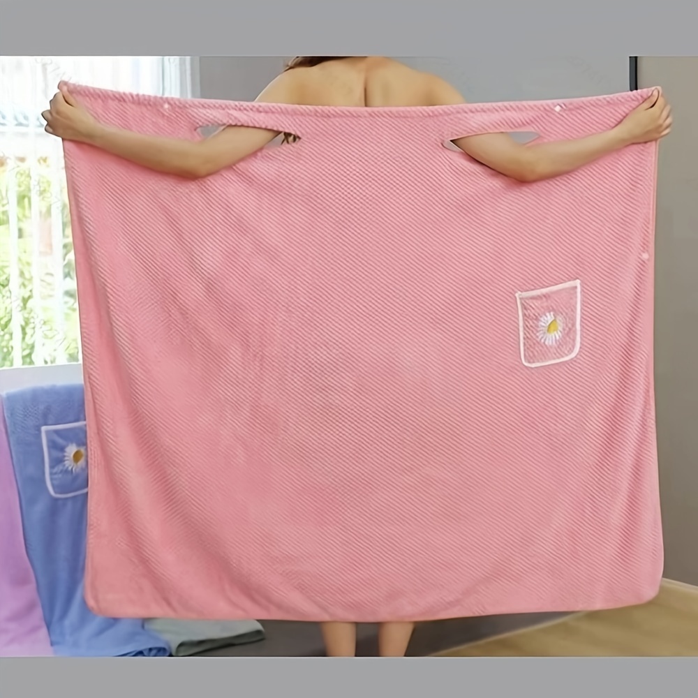 Badhanddoek Huishouden Vrouwen Draagbare Wrap Volwassenen Absorberen Water Polyester Droog Haar Rok Lange Stijl Badkamer Wasbare Badjas: L / Roze