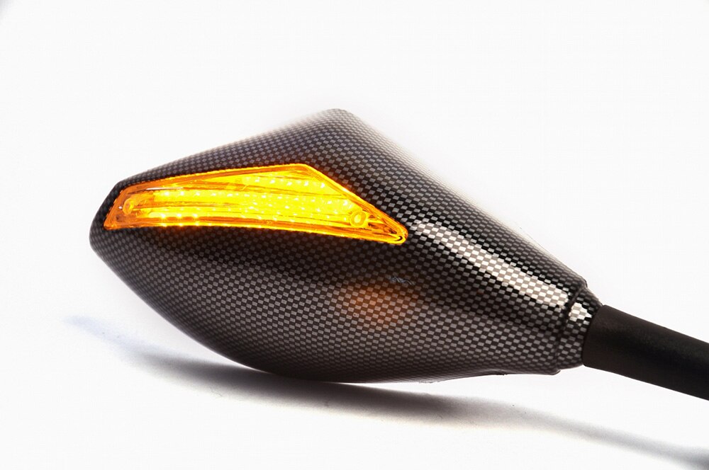 Carbon Fiber Motorcycle LED Integrated Blinker Turn Signal Mirrors For Hyosung GT125R GT250R GT650R