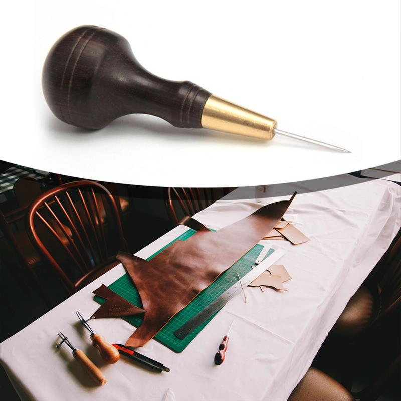 Diamond-shaped blade cutter sewing awl cutting leather wooden handle cutting leather craft sewing tool
