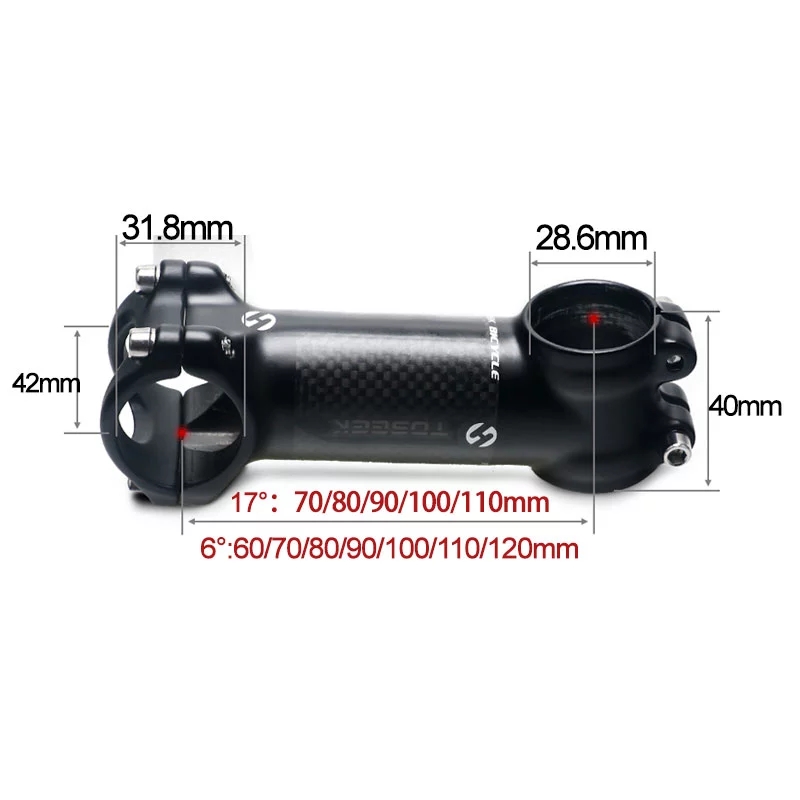 Toseek sykkelstyrestem karbon aluminium landevei mtb sykkelstem ultralett 31.8 mtb kraft 6/17 grader sykkelbord sykkeldel